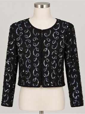 Stenay Black Sequin-Embellished Cropped Blazer